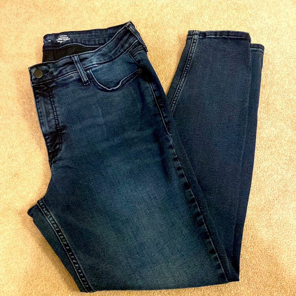 Old Navy High Rise Rockstar Super Skinny Jeans-Size 14-Dk Blue-EUC